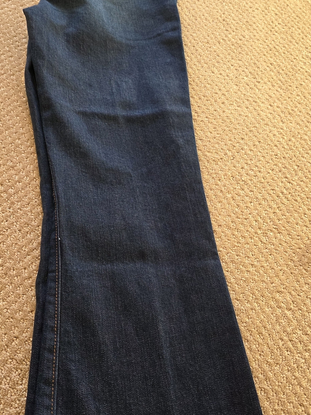 Ann Taylor Horsebit Women's Dark Blue Flare Jeans with Contrast Stitching